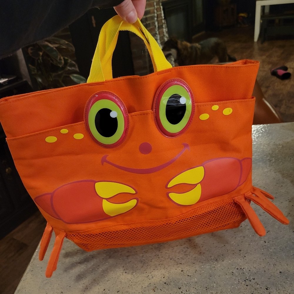 Melissa & Dough Beach Tote bag orange Cute Crab Design EUC